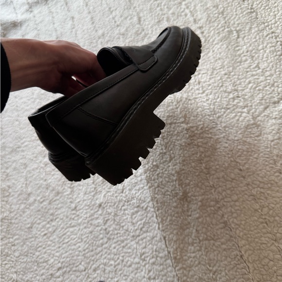 Black Chunky Platform Loafers - Picture 5 of 9